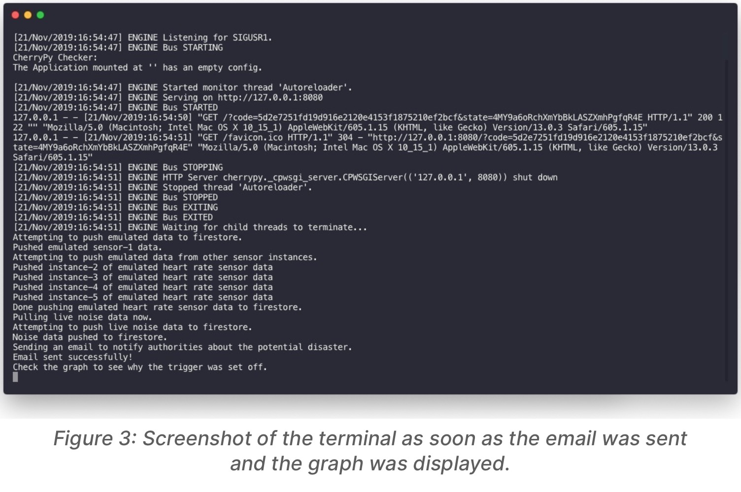 Screenshot of terminal after email was sent Screenshot of terminal after email was sent